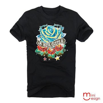 Minidesign-惡玫瑰標章潮流設計短T 五色