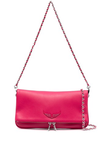 Zadig&Voltaire - logo-plaque leather shoulder bag - women - Calf Leather/Cotton - One Size - Pink