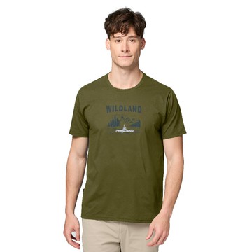 【Wildland 荒野 男 輕量抗UV吸排快乾機能印花T《能高綠》】0B31652/排汗衣/戶外運動機能上衣/運動衫