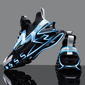 男鞋年新款潮刀鋒鞋秋季透氣薄款網鞋莆田黑色跑步運動鞋子男