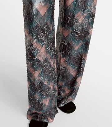 Dries Van Noten Checked sequined palazzo pants