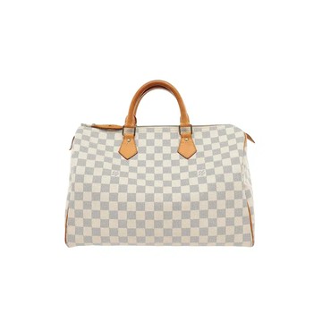 LOUIS VUITTON SPEEDY 35 白色棋盤格手提包旅行袋
