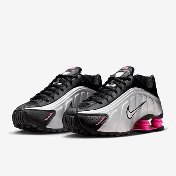 NIKE 休閒鞋 女鞋 運動鞋 彈簧鞋 NIKE SHOX R4 慢跑鞋-12 黑銀粉 AR3565-012