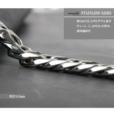 幅19mm ステンレス 6面カット ダブル喜平ブレスレット ステンレス シルバー 銀色 21cm 差し込み式 | LINEショッピング