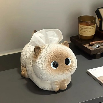 臺灣+免運✨紙巾盒 收納盒可愛小貓創意餐巾紙暹羅紙巾盒客廳抽盒茶几家用紙盒桌面擺件