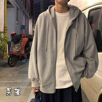 ?+隔日達 拉鍊連帽外套 刷毛外套 oversize 秋冬外套 外套 素色外套 純棉外套 運動外套 韓版外套 內刷毛