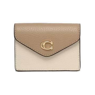 COACH - 撞色皮革卡夾包 (奶茶拼接白色)