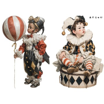 【6 月新品】08-136-0156 人物貼紙 馬戲團・復古風格