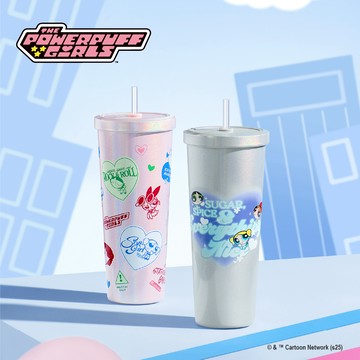 【預購】飛天小女警系列不鏽鋼陶瓷易潔層吸管杯850ML (預購6月上旬依序出貨)