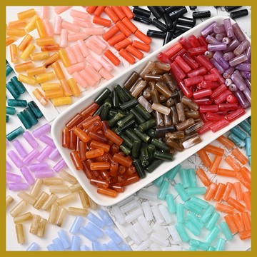 （10個/包）日係雲彩暈染珠 彩色圓柱仿天然石亞克力管珠 diy手作配件 串珠 串珠材料 串珠材料包 珠珠材料 手串材料