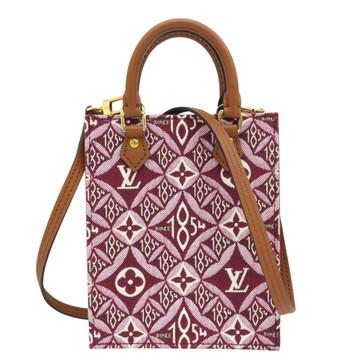 【二手名牌BRAND OFF】LOUIS VUITTON LV 路易威登 酒紅色 帆布 Petit Sac Plat 1854 肩背包 M69846
