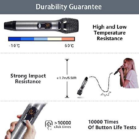 KOMISON UHF Handheld Wireless Microphone System Cordless Metal Dual Mic with Bluetooth Receiver Box   Volume Control Echo for Karaoke Singing Speech M