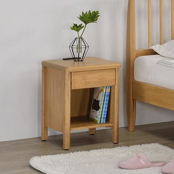 【Homelike】喜家居單抽附插座實木床頭櫃(2507)