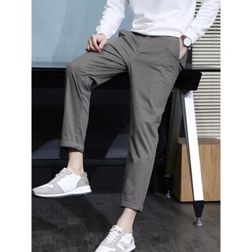 新款春季春秋純棉九分褲男士休閑褲彈力直筒寬松男褲長褲潮流褲子