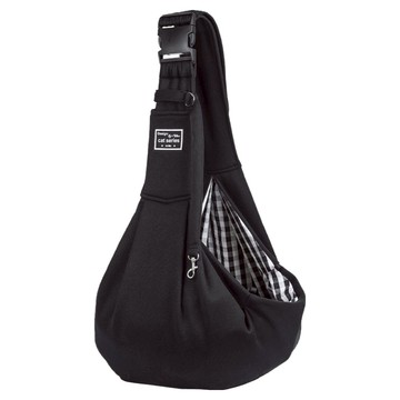 YUNMI 寵物貓狗外出摺疊透氣單肩斜背包  黑色  1個  20 x 20 x 36cm