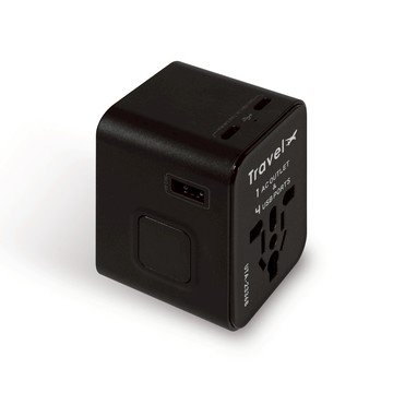 聖岡科技 全球通A+C 4孔USB萬國轉換插頭UTA-2336B(黑)