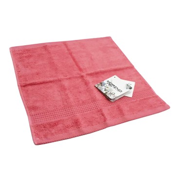 MORINO有機棉歐色緞條方巾-紅