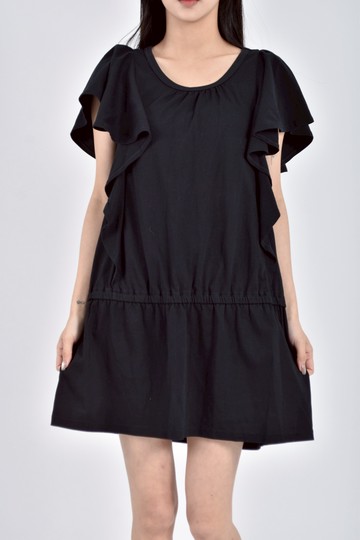 加購優惠(S) nn荷葉邊黑色洋裝