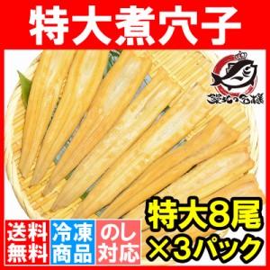 送料無料 穴子 あなご アナゴ やわらか煮穴子 合計24尾 8尾×3パック 合計750g 特大20cm前後 煮あなご 煮アナゴ 煮穴子 穴子丼 あなご丼