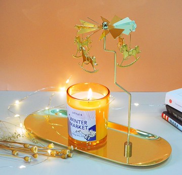 通用磁吸旋轉燭臺香薰蠟燭ins走馬燈節日燭光送女生夢幻禮物道具