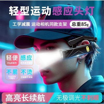 隔日達🌟台灣現貨🌟新升級戶外可拆卸輕巧型頭箍高亮LED照明燈TYPE-C充電便捷超長續航揮手感應頭燈紅白雙光源側掛耳戴式