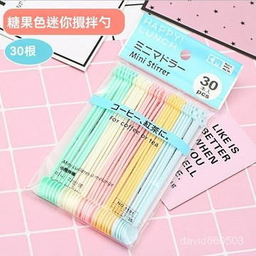 ✨在台出貨✨日系迷你攪拌勺糖果色塑料咖啡勺子食玩滴膠工具史萊姆調色攪拌棒