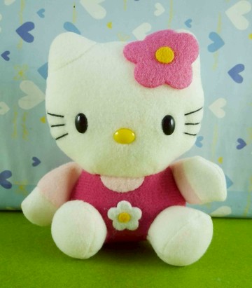 【震撼精品百貨】Hello Kitty 凱蒂貓~絨毛磁鐵-桃全身【共1款】