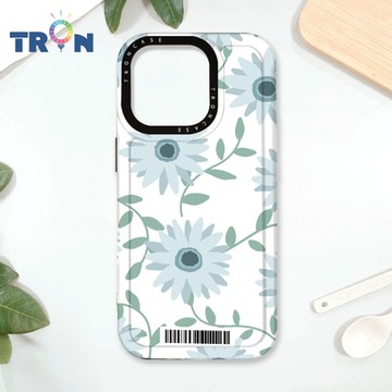 TRON IPhone 16 Pro 平塗手繪花朵C款 防摔太空載具殼 透黑 軟硬 手機殼