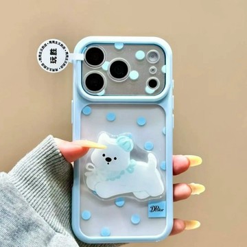 新品可愛波點小動物合集適用蘋果17promax大視窗18精孔手機殼iPhone16防摔15趣味14貼片13保護殼