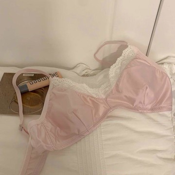 DUYI~夢詩 內衣女緞面超薄兔耳朵蕾絲無痕小胸專用薄杯透氣無鋼圈文胸罩