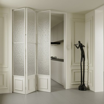 法式復古玻璃門 客廳陽臺衛生間廚房開放式鈦鎂鋁合金 折疊門 無地軌