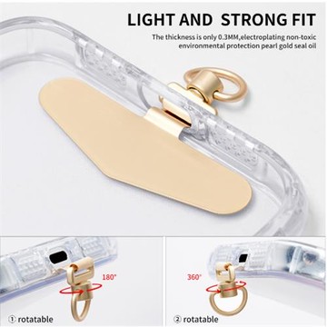 升級款360旋轉扣手機掛繩夾片0.2mm超薄金屬貼片不銹鋼手機殼墊片