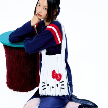 JOSEPH AND STACEY三麗鷗聯名針織百褶包-中-凱蒂貓奶油白