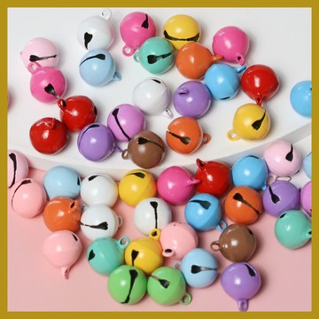 14mm彩色小鈴鐺飾品配件 糖果色金屬烤漆鈴鐺聖誕樹裝飾 掛件 帶孔吊墜 飾品掛飾