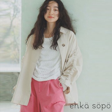 ehka sopo  清新感縮褶袖設計翻領夾克外套