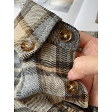 磨毛格子襯衫女早秋深圳歐貨設計感小眾毛呢寬松復古疊穿長袖襯衣