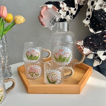 可電陶爐加熱壺~郁金香復古冷水壺耐高溫玻璃杯家用涼水白開水壺