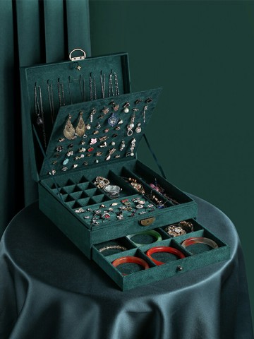 三層大容量網紅收納首飾盒耳環耳釘項鏈手鐲戒指飾品高檔ins古風