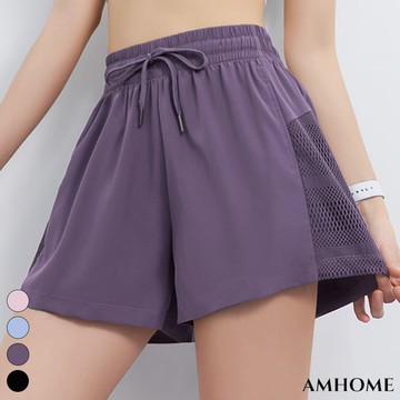 【Amhome】防走光寬鬆跑步速乾高腰舞蹈運動短褲# 112530(現貨+預購)