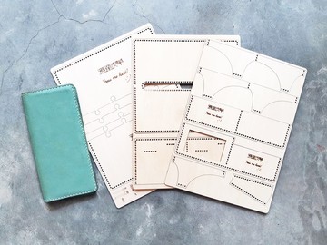 四合一長銀包 皮革木板紙樣 包剪揼 皮革DIY LongWallet 長夾