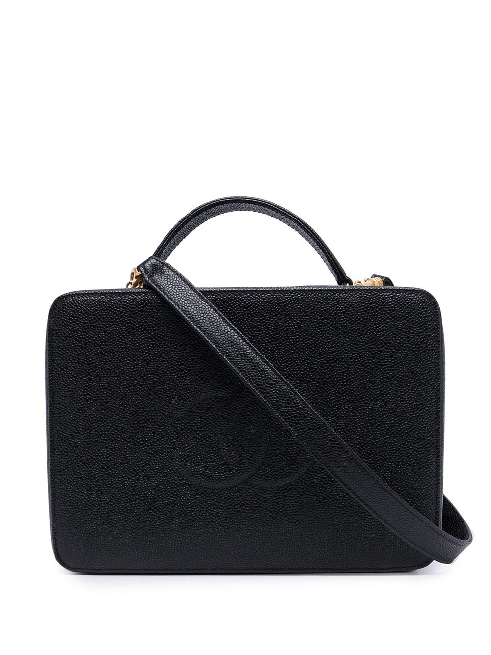 Chanel Pre-Owned - 1998 Interlocking CC vanity case - women - Caviar Leather - One Size - Black