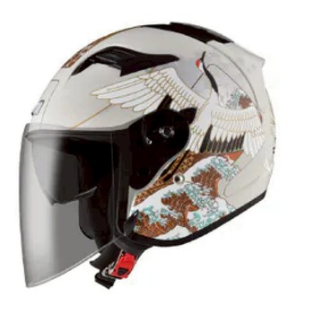 ASTONE 安全帽 DJS 彩繪 BM19 千羽鶴 平暖灰/咖 透氣內襯 耳機槽 內墨片 眼鏡溝槽 全拆洗 半罩