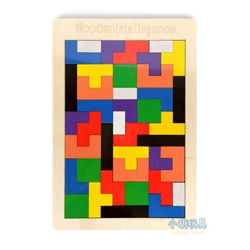 木製俄羅斯方塊 益智拼圖 遊戲拼板 蒙氏早教 兒童玩具【小胡玩具(電子發票)】