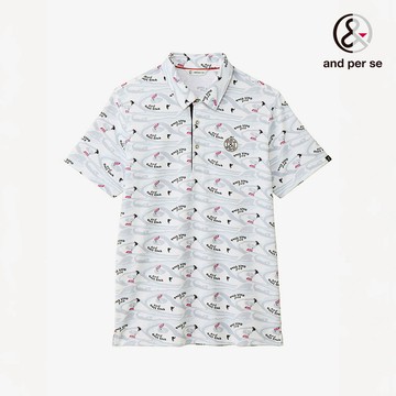 【and per se】男款白色凹凸組織透氣舒適吸汗速乾短袖POLO衫 DGV29625