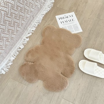 HOOM 極度柔軟熊熊地毯 絨毛密實舒適手感 雲朵般軟綿觸感  焦糖瑪其朵  45 x 60cm