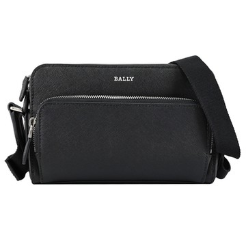 BALLY DARBI 經典防刮款前口袋斜背拉鍊相機包(黑)