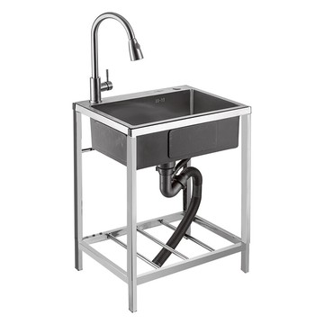 單槽水槽 廚房不鏽鋼水槽加厚洗菜盆單槽帶支架家用水池洗碗槽手工盆洗碗池【MJ193667】