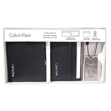 送禮首選 calvin klevin 黑色男夾禮盒組(短夾+名片夾+鈔票夾) #4720