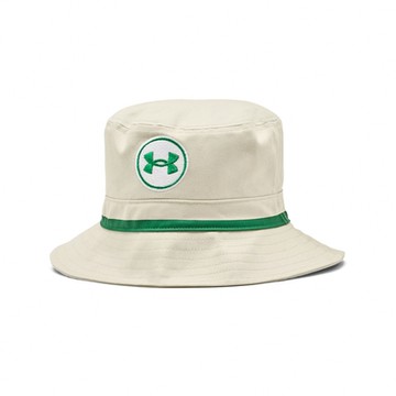 Under Armour 漁夫帽 Driver Golf Bucket Hat 綠 白 棉質 防曬 刺繡 帽子 UA 1383483273