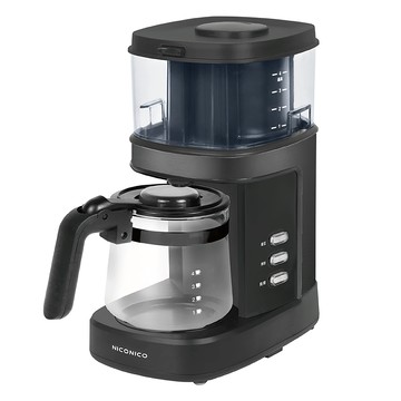NICONICO 全自動研磨咖啡機，黑色，一鍵操作，可拆卸水箱，防滴漏設計，NI-CM811
